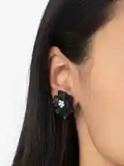 Черный серьги "Цветы"