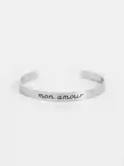 Серебряный стальной браслет с гравировкой "Mon amour"