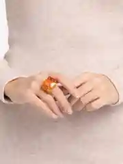Оранжевый акриловое кольцо, перстень с блёстками