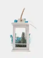 Белый новогодний декоративный деревянный фонарь, со свечой (11*11*20). ТМ Канышевы