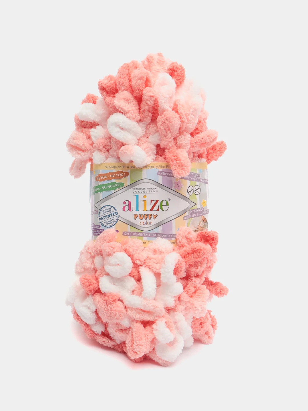 Оранжевый пряжа Alize Puffy Color, петельки, 5 штук, микрополиэстер