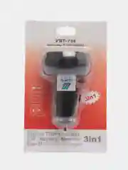 Цифровой автомобильный вольтметр в прикуриватель авто, с термометром, USB зарядка