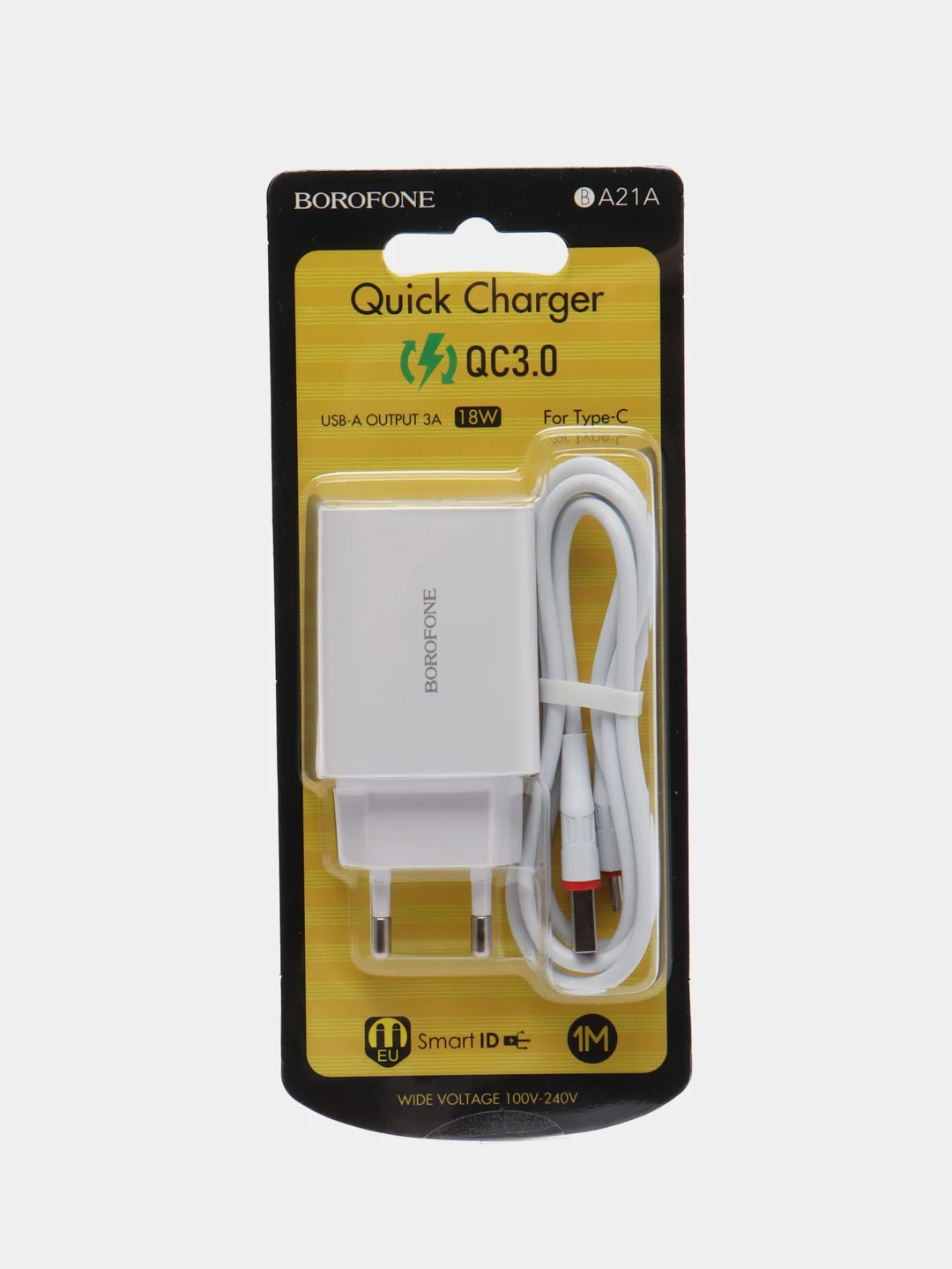 Сетевое зарядное устройство Borofone BA21A, кабель USB-Type-C, быстрая зарядка