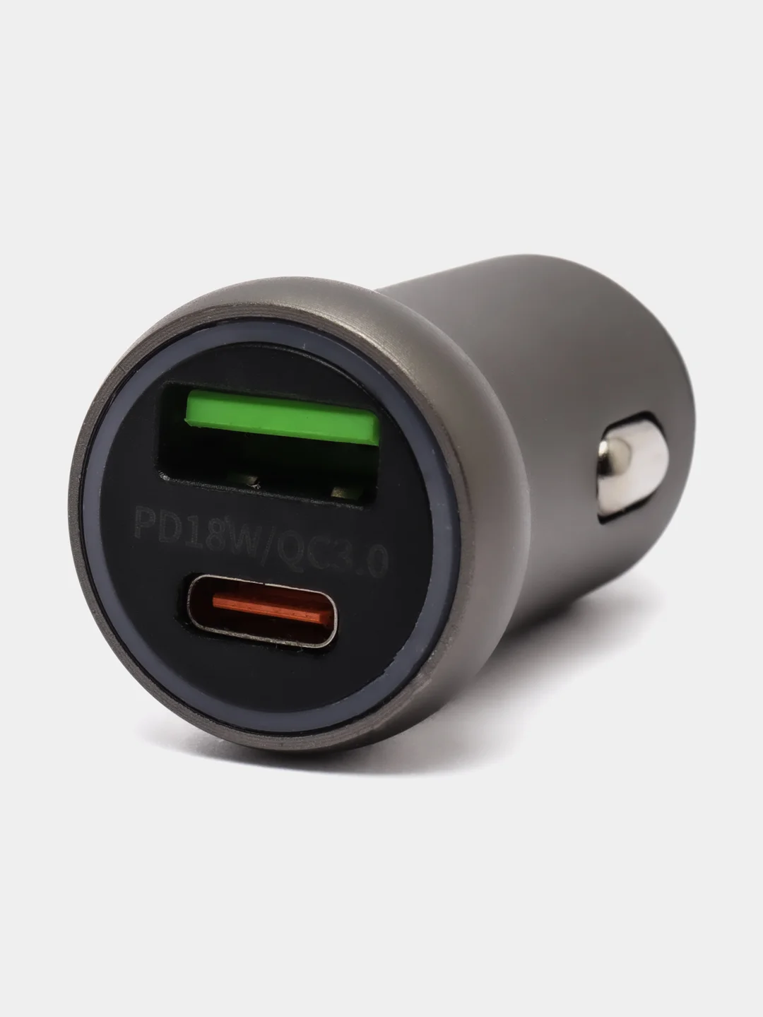 Тёмно-серый автомобильное зарядное устройство, USB, Type-C, 3.1 А, в прикуриватель