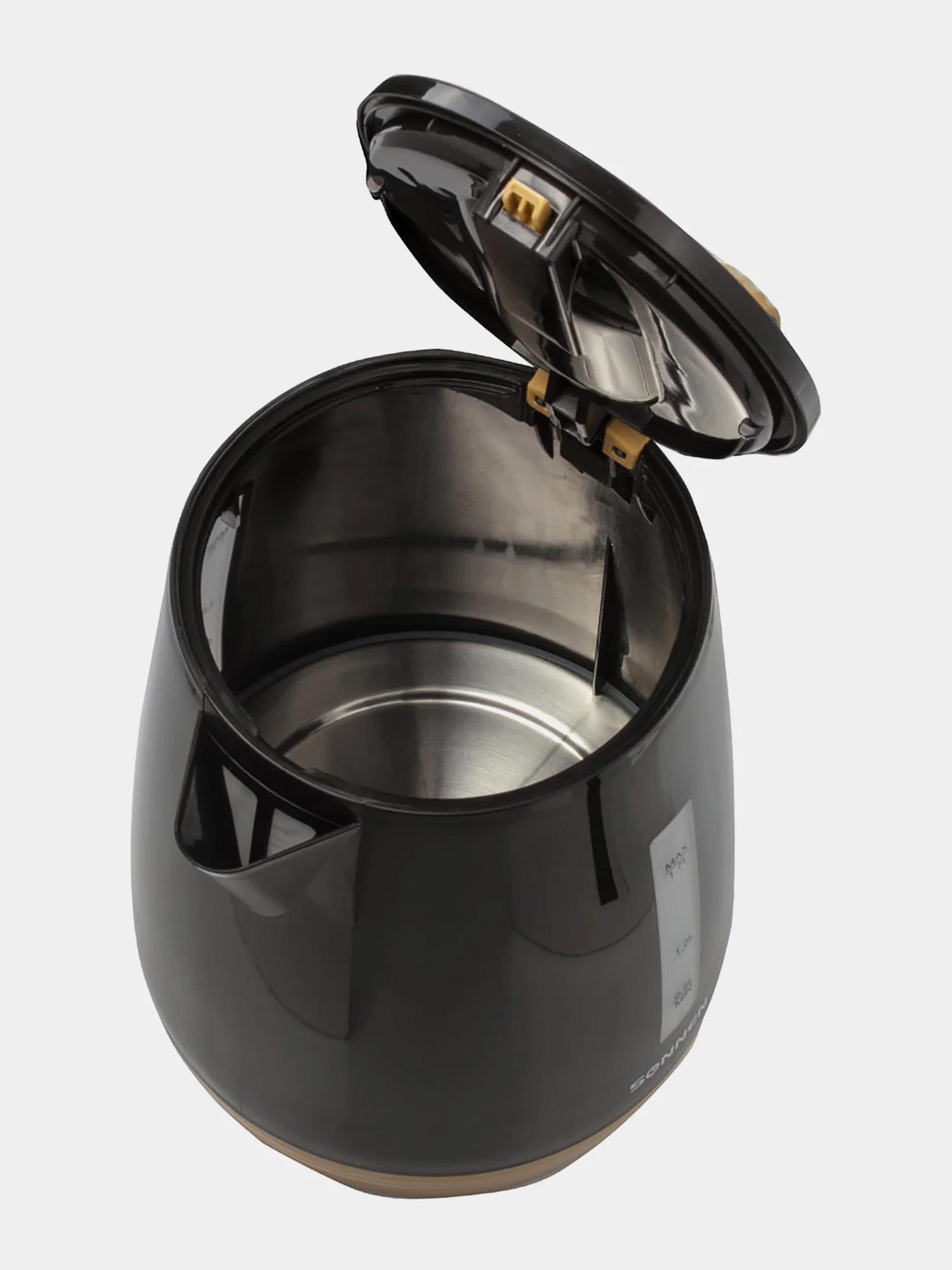 Чайник SONNEN KT-1776, 1,7л, 2200Вт, закрытый нагр. элемент, пластик, черный/горчичный