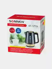 Чайник SONNEN KT-1776, 1,7л, 2200Вт, закрытый нагр. элемент, пластик, черный/горчичный