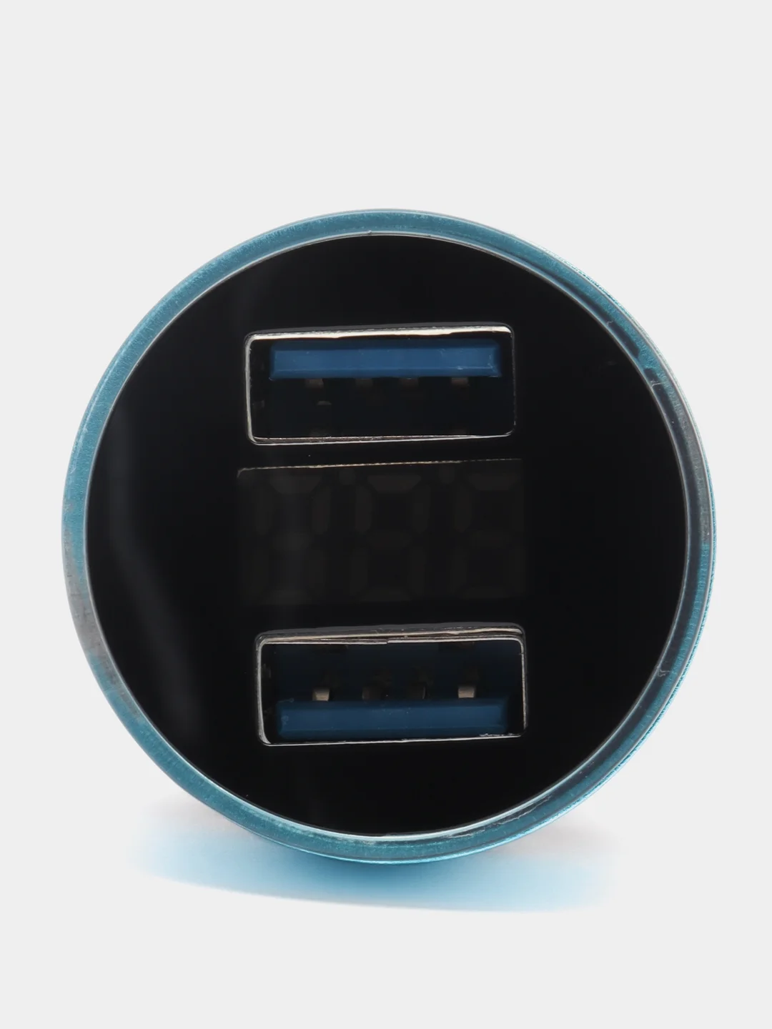 Синий автомобильное зарядное устройство 2USB с дисплеем