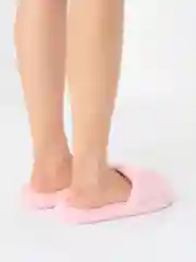 Розовый домашние меховые тапочки