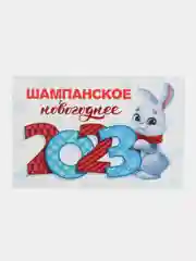 Слоновая кость новогодняя наклейка на бутылку "Шампанское Новогоднее" 2023 веселушки, 12 х 8 см