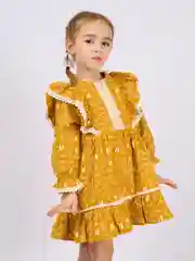 Горчичный платье детское праздничное, теплое, фланель