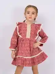 Коралловый платье детское праздничное, теплое, фланель