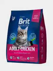 Корм сухой Brit Premium Chicken для взрослых кошек, с курицей, 400 г