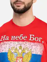 Красный футболка мужская с принтом "Герб России", хлопок