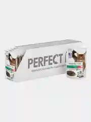 Влажный корм PERFECT FIT для стерилизованных кошек, с говядиной в соусе, 28 х 75г