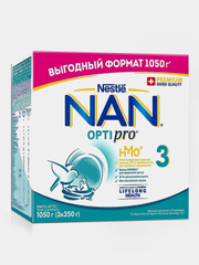 Смесь детская NAN OptiPro 3 сухая молочная, с 12 мес, (3x350 г) 1050 г