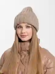 Бежевый шапка  женская двухслойная Бетта