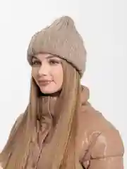 Бежевый шапка  женская двухслойная Бетта