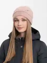 Конфетный женская вязаная шапка на флисовом подкладе Амира