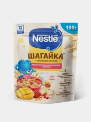 Каша детская NESTLE Шагайка молочная злаковая с яблоком, манго и гранатом, c 12 мес, 190 г
