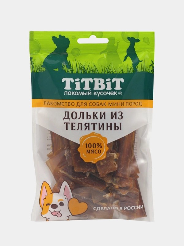 Дольки из телятины TITBIT лакомство для собак мини пород, 70 г
