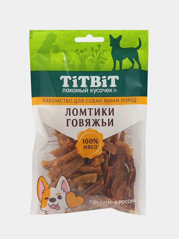 Лакомство TiTBiT "Ломтики говяжьи" для собак мини пород, 70 г