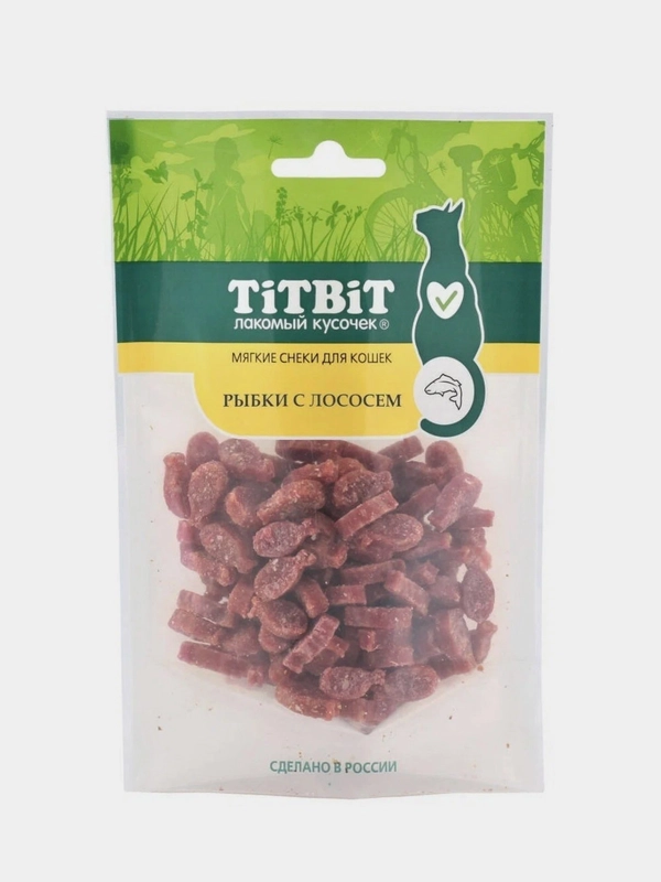 Лакомство для кошек TiTBiT "Рыбки с лососем", мягкие снеки, 50 г