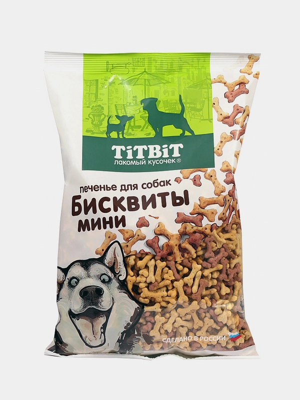 Лакомство для собак TiTBiT "Бисквиты мини", мясные, 500 г