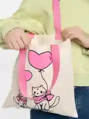 Кораллово-розовый сумка-шоппер с принтом котят, тканевая экосумка, хозяйственная, холщовая с детским принтом