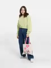Кораллово-розовый сумка-шоппер с принтом котят, тканевая экосумка, хозяйственная, холщовая с детским принтом