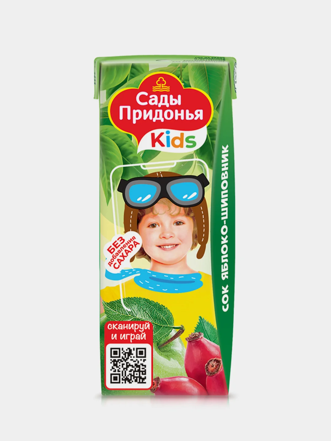 Сок детский Сады Придонья, яблоко-шиповник, восстановленный, осветленный, 0,2 л, 27 штук
