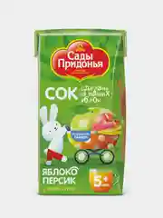 Сок детский Сады Придонья яблочно-персиковый, с мякотью, восстановленный, 0,125 л, 18 штук
