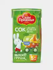 Сок детский Сады Придонья, яблочно-грушевый, восстановленный, с мякотью, 18 штук по 125 мл