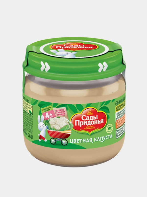 Пюре овощное Сады Придонья, из цветной капусты, с 4-х месяцев, 12 штук по 80 г