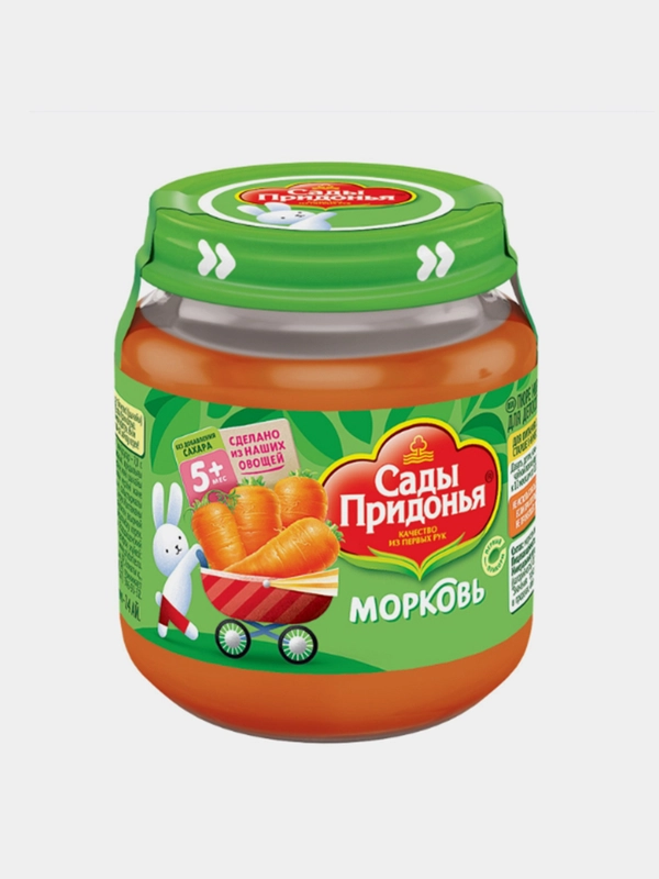 Пюре овощное Сады Придонья, морковное, с 5-ти месяцев, 12 штук по 120 г
