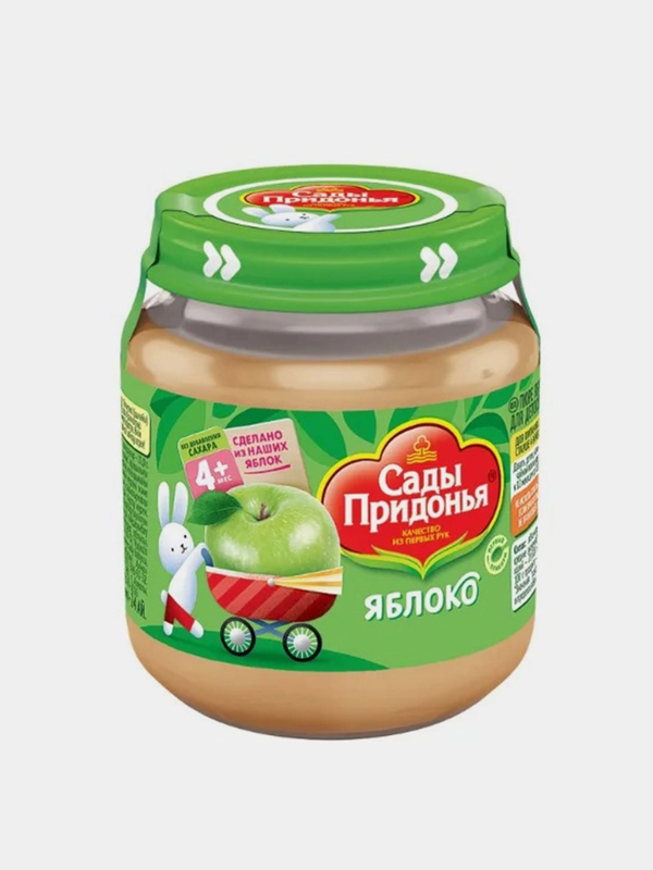 Пюре фруктовое Сады Придонья, яблочное, с 4-х месяцев, 12 штук по 120 г