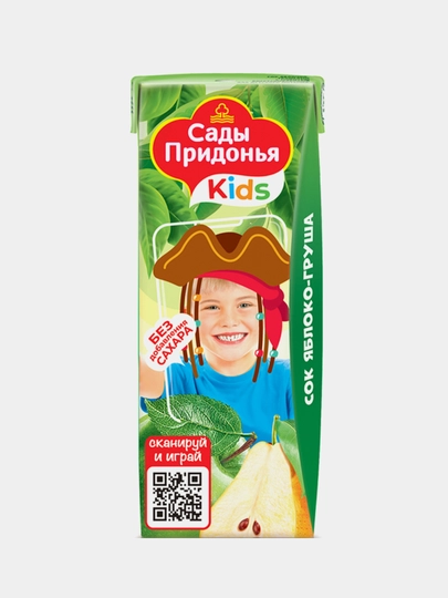 Сок детский Сады Придонья яблочно-грушевый, восстановленный, с мякотью LEAF 0,2 л, 1 шт