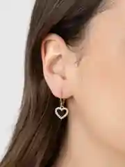 Золотой серьги Сердце с камнями