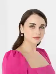 Серьги бабочки розовые на маленьком кольце