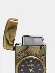 Желтый зажигалка автоген, с часами, с коробке