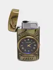 Желтый зажигалка автоген, с часами, с коробке