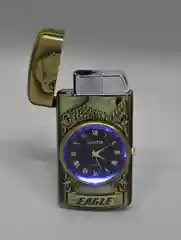 Желтый зажигалка автоген, с часами, с коробке