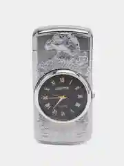 Серебряный зажигалка автоген, с часами, с коробке