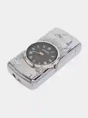 Серебряный зажигалка автоген, с часами, с коробке