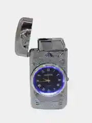 Серебряный зажигалка автоген, с часами, с коробке