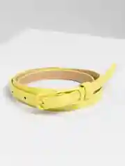 Желтый ремень узкий женский, из экокожи, с цветной пряжкой под платье, рубашку