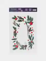 Тёмно-зелёный наклейки на стекло новогодние, многоразовые,виниловые, 20 х 34 см