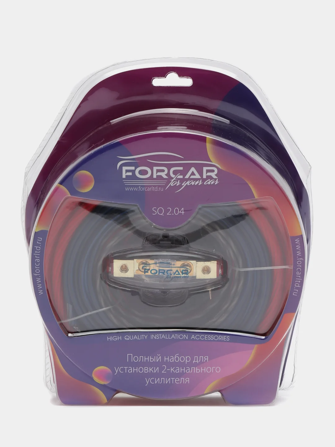 Установочный комплект проводов FORCAR SQ2.04 для подключения 2-ух канального усилителя 4Ga