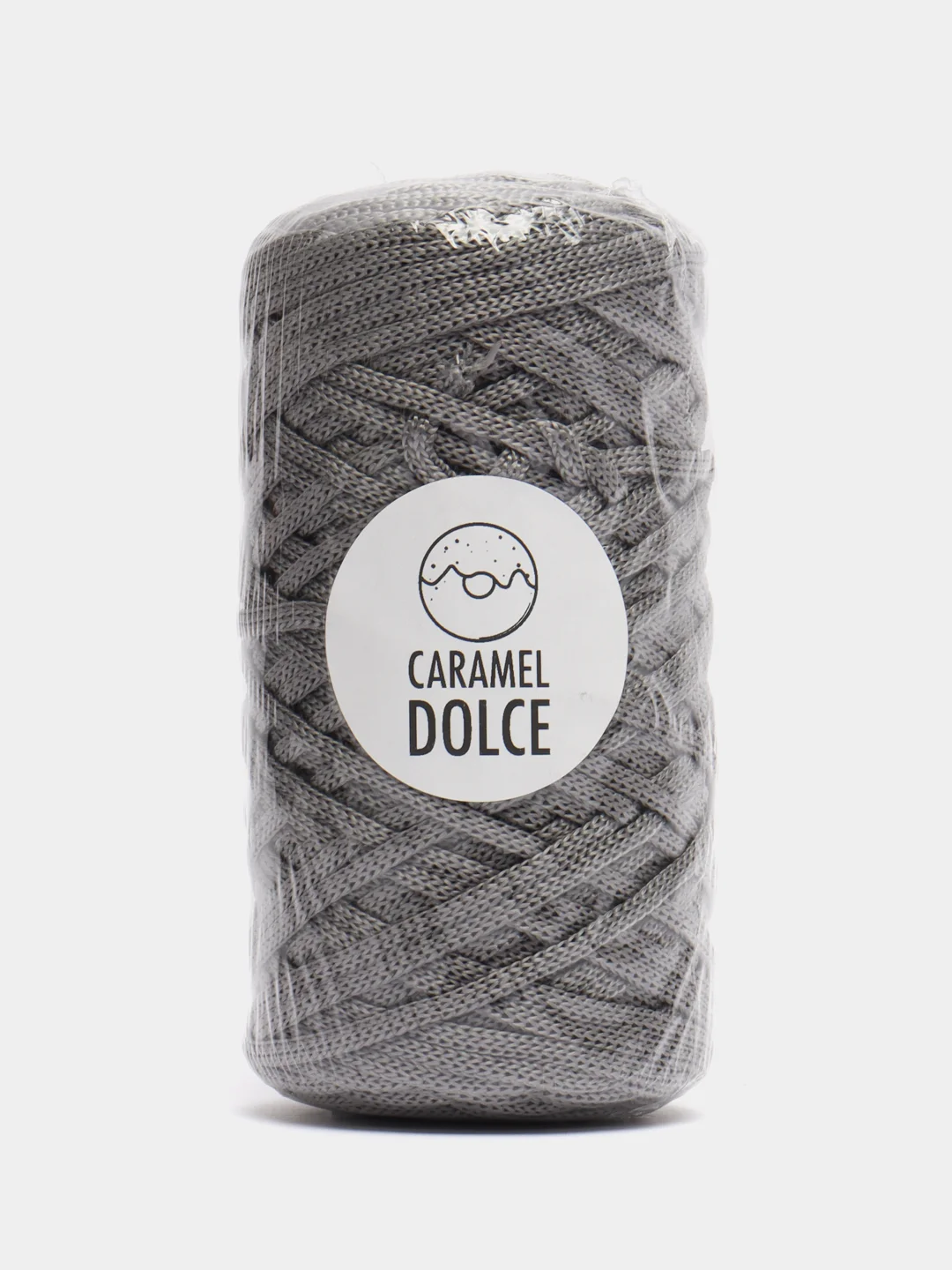 Серый шнур Caramel Dolce плоский, 4 мм, 100 м, для вязания и макраме