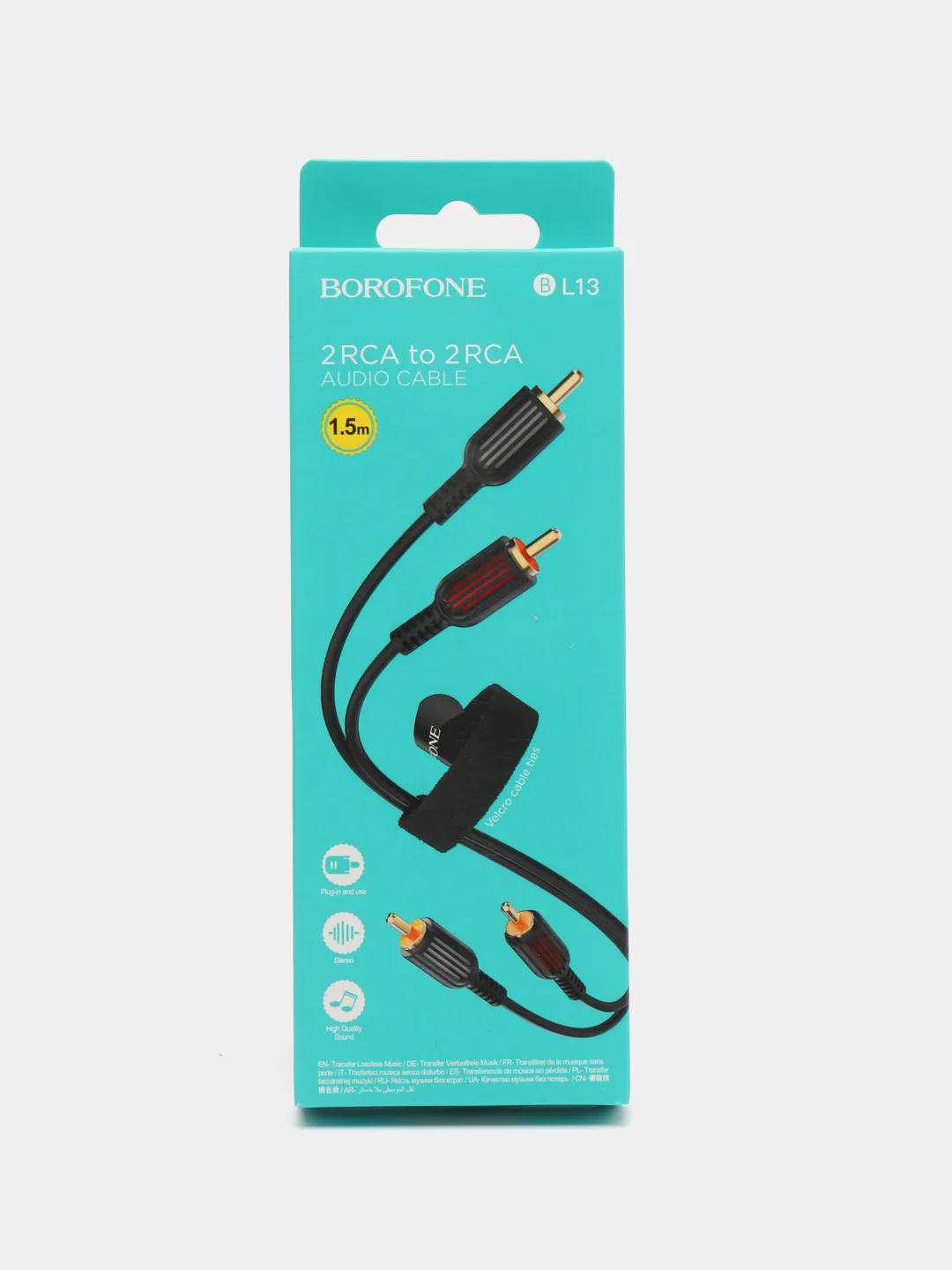 Аудиокабель 2xRCA - 2xRCA Borofone BL13 1.5 м, круглый, кабель тюльпан, аудио переходник