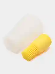Желтый кисточка для масла с крышкой.
